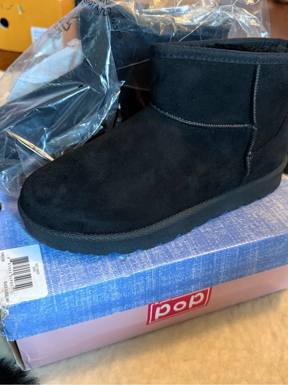 EDL POP Black Suedelike Ankle Boots - Cozy Winter Shoes
